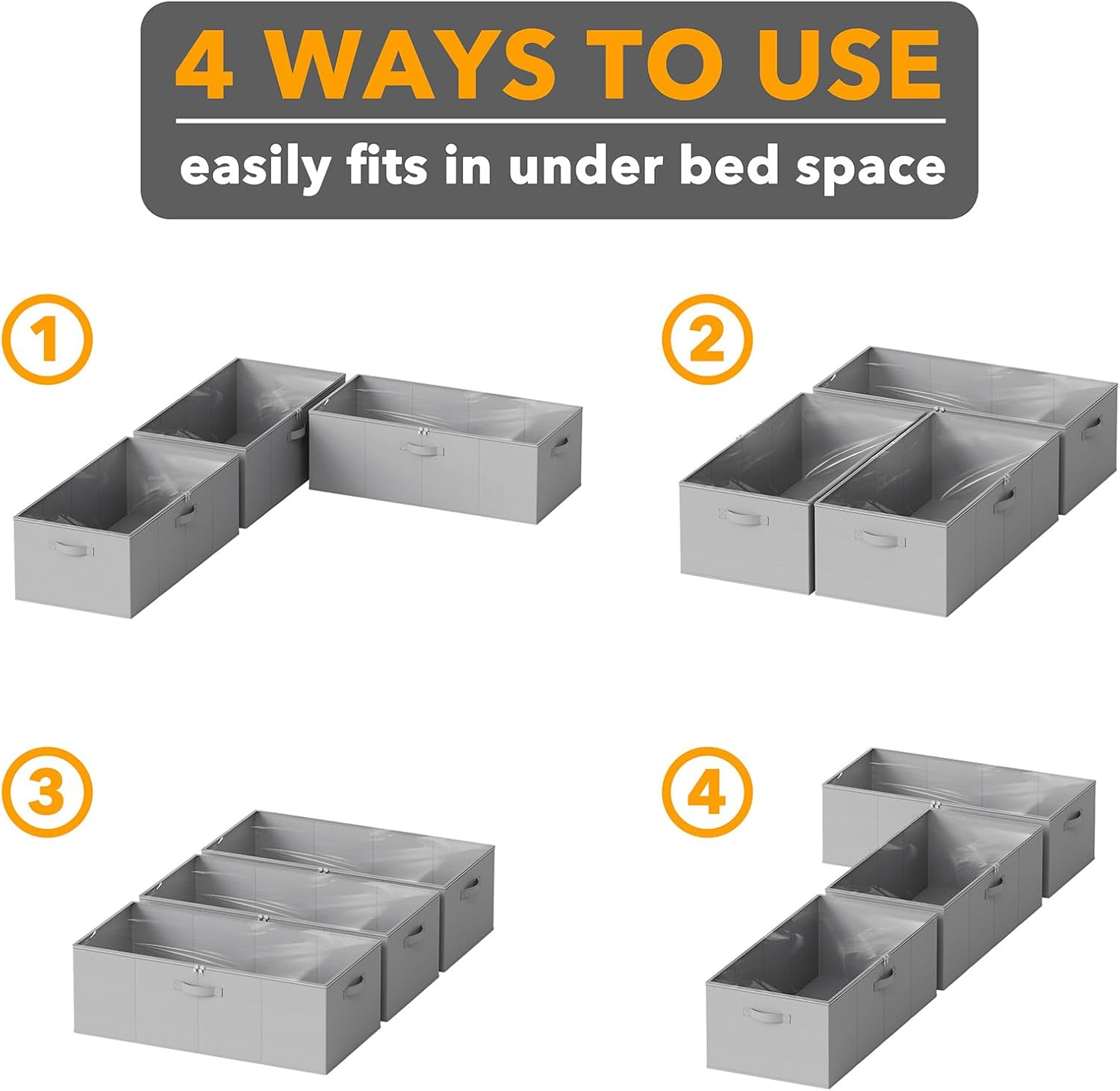 3 Pack 10" High Under Bed Storage Bins with Lids