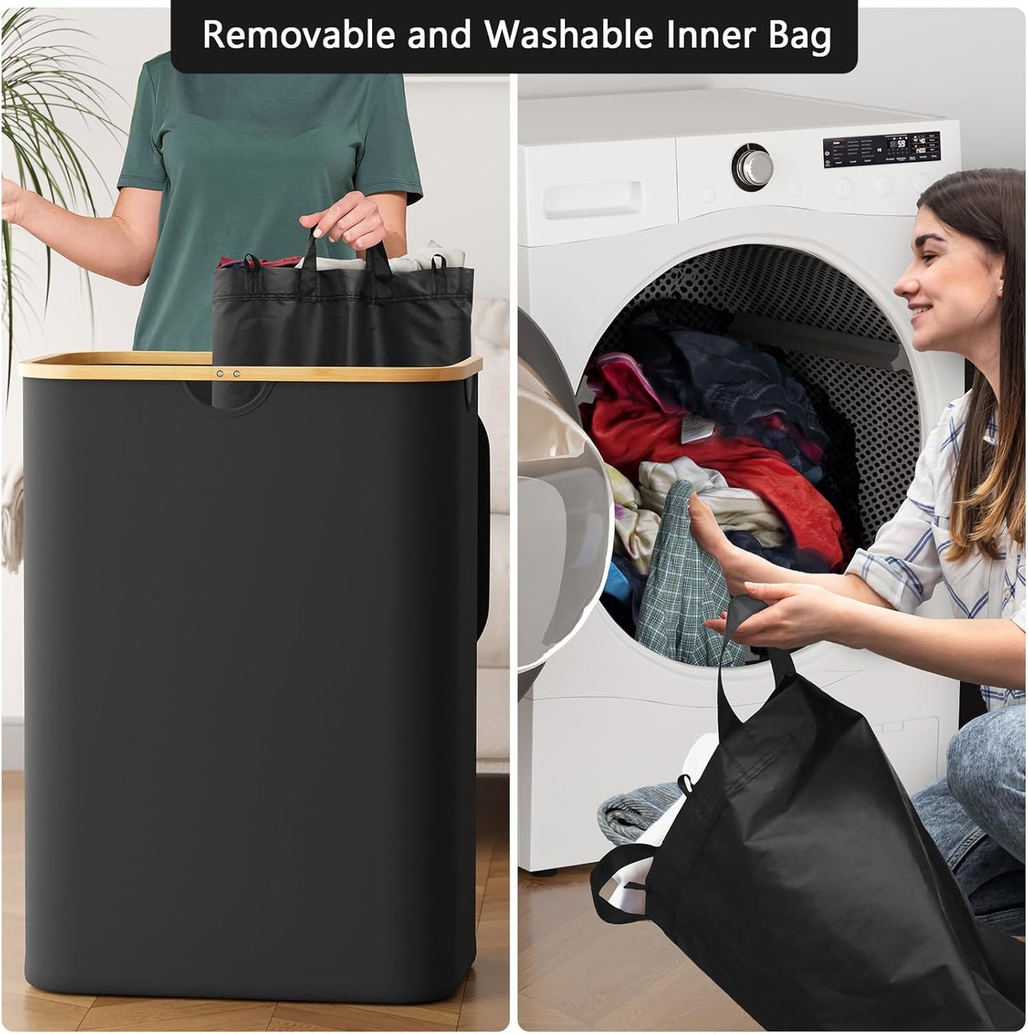Double Laundry Hamper with Lid