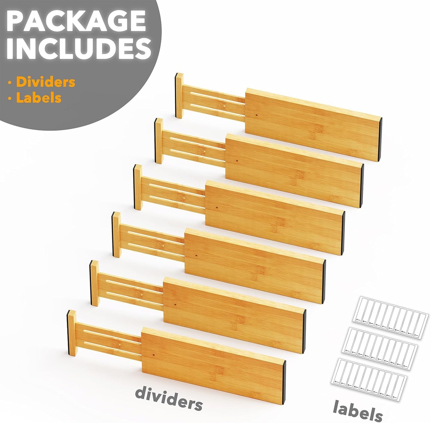6 Pack 4.65“ High Drawer Organizer Natural