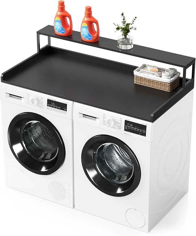 SpaceAid Washer Dryer Countertop, Laundry Wood Shelf Topper with Edge, 54" Width x 27.5" Depth Cover Guard Organizer for Washer and Dryer Laundry Hamper Counter Storage Organization