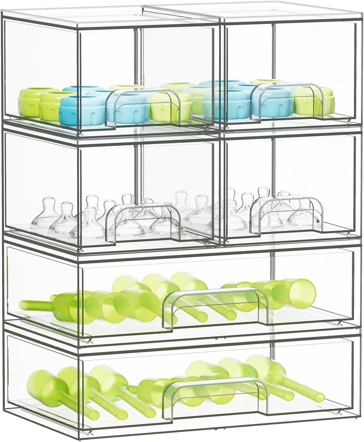 SpaceAid Baby Bottle Storage Organizer for Countertop, 5 Pack, 2S2M1L, 15.4" H