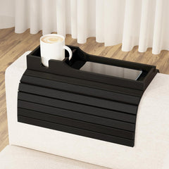 Bamboo Foldable Cup Holder for Couch Black Bamboo Foldable Cup Holder for Couch Black
