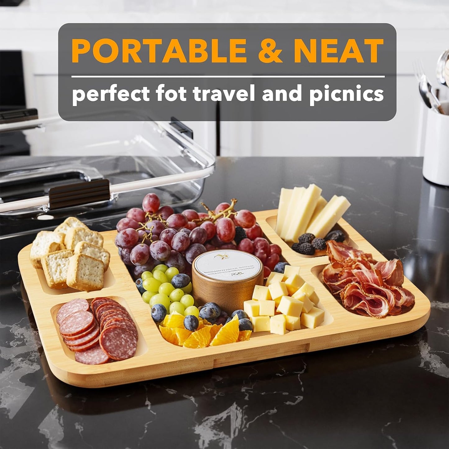 SpaceAid Charcuterie Board and Serving Tray, 5 Compartments