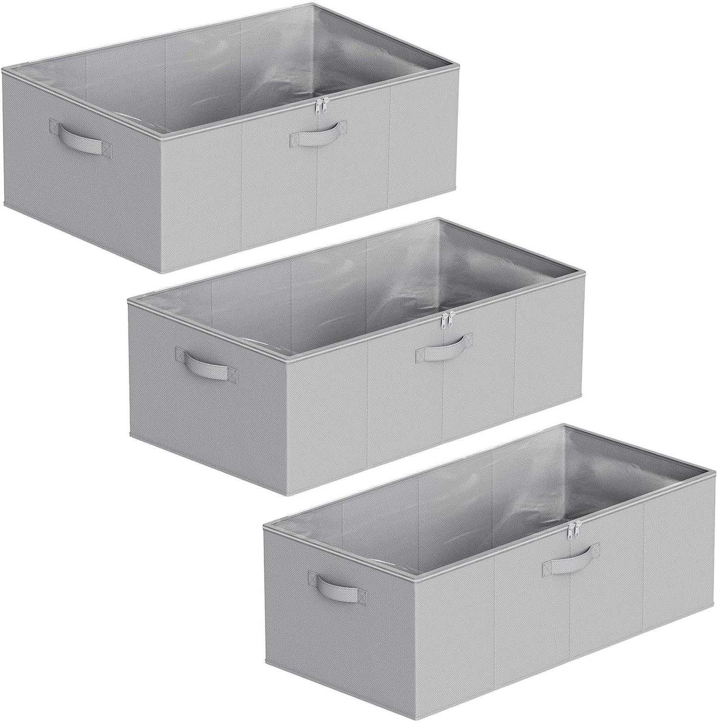 3 Pack 10" High Under Bed Storage Bins with Lids