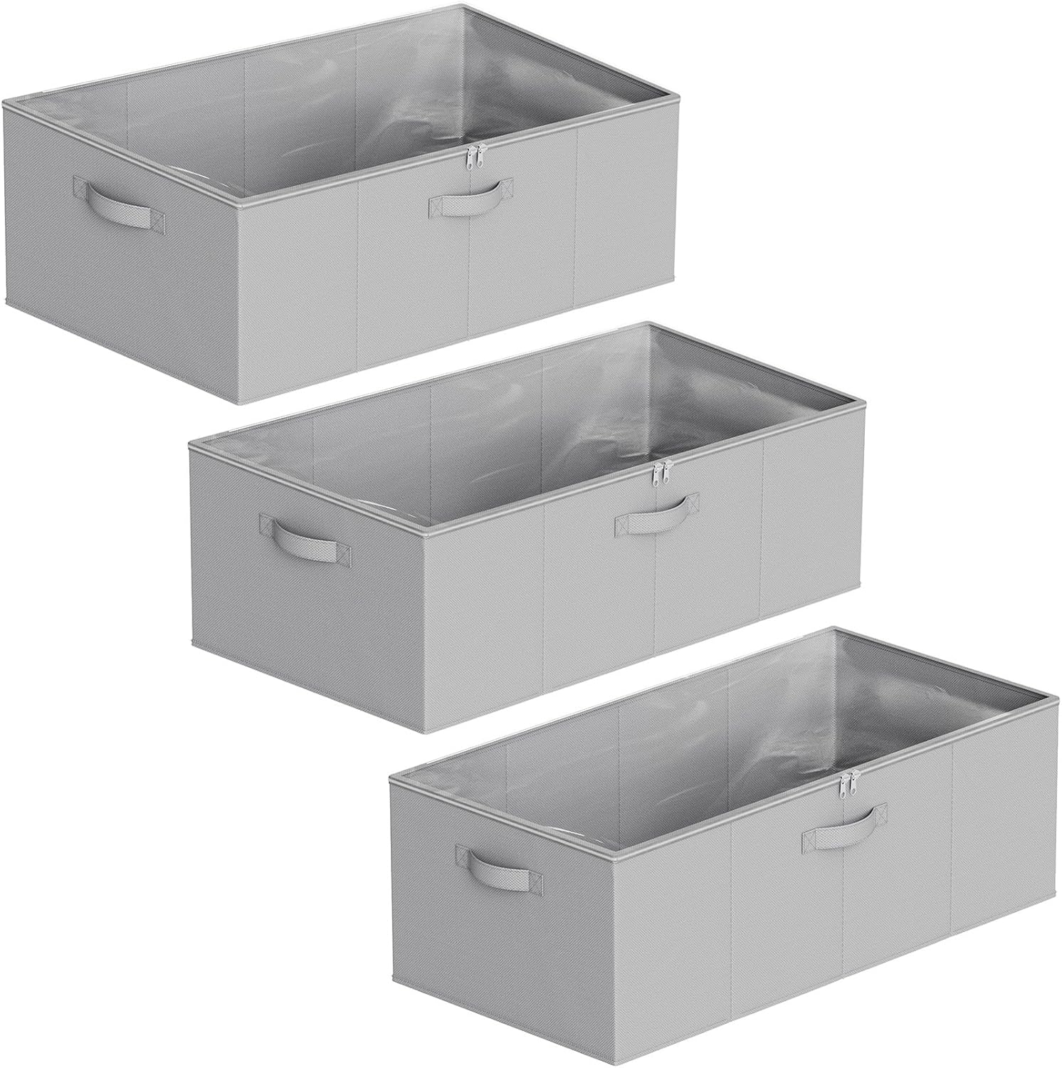 3 Pack 10" High Under Bed Storage Bins with Lids
