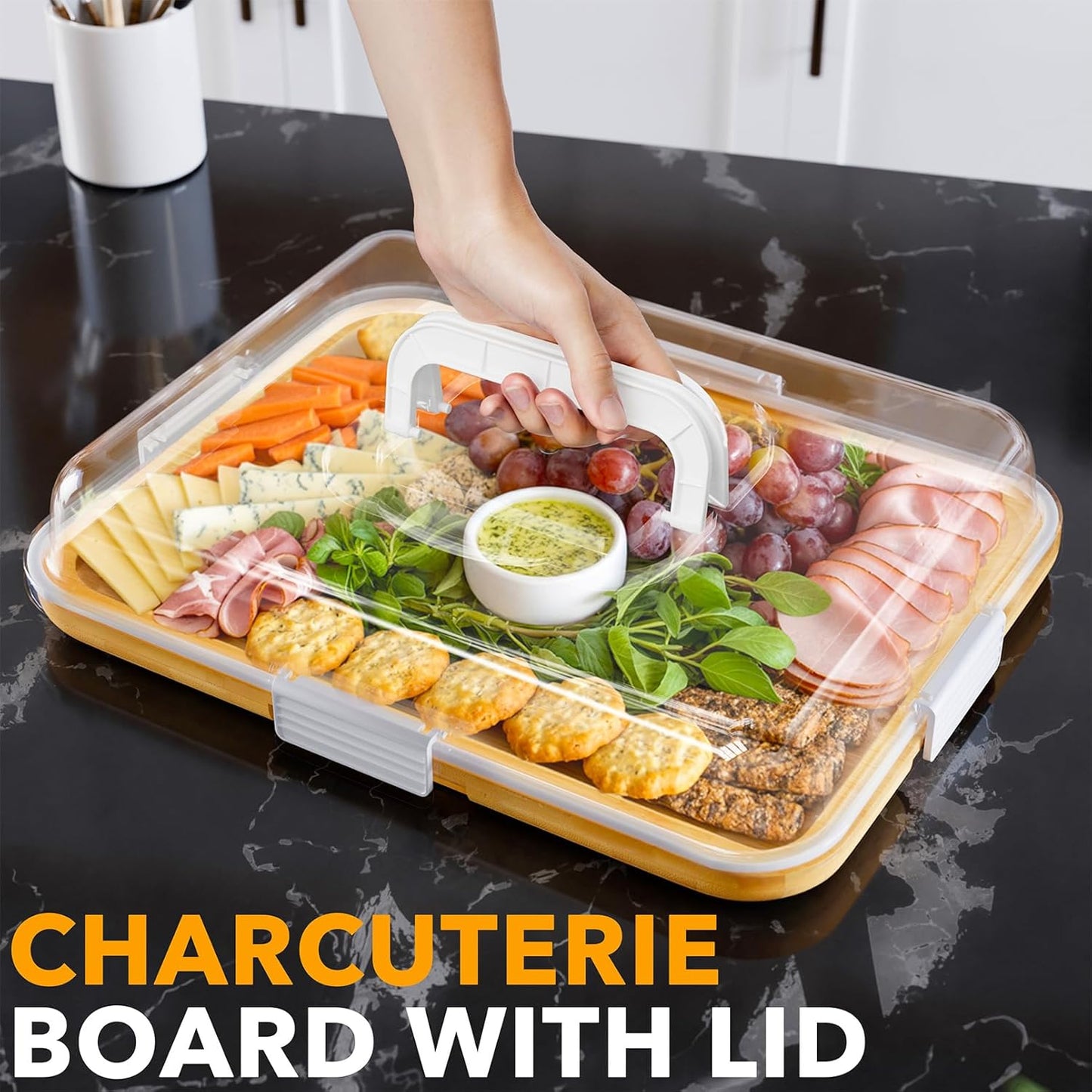 Charcuterie and Cheese Board Elegant Serving Tray for Snacks & Tapas, 1 Compartments