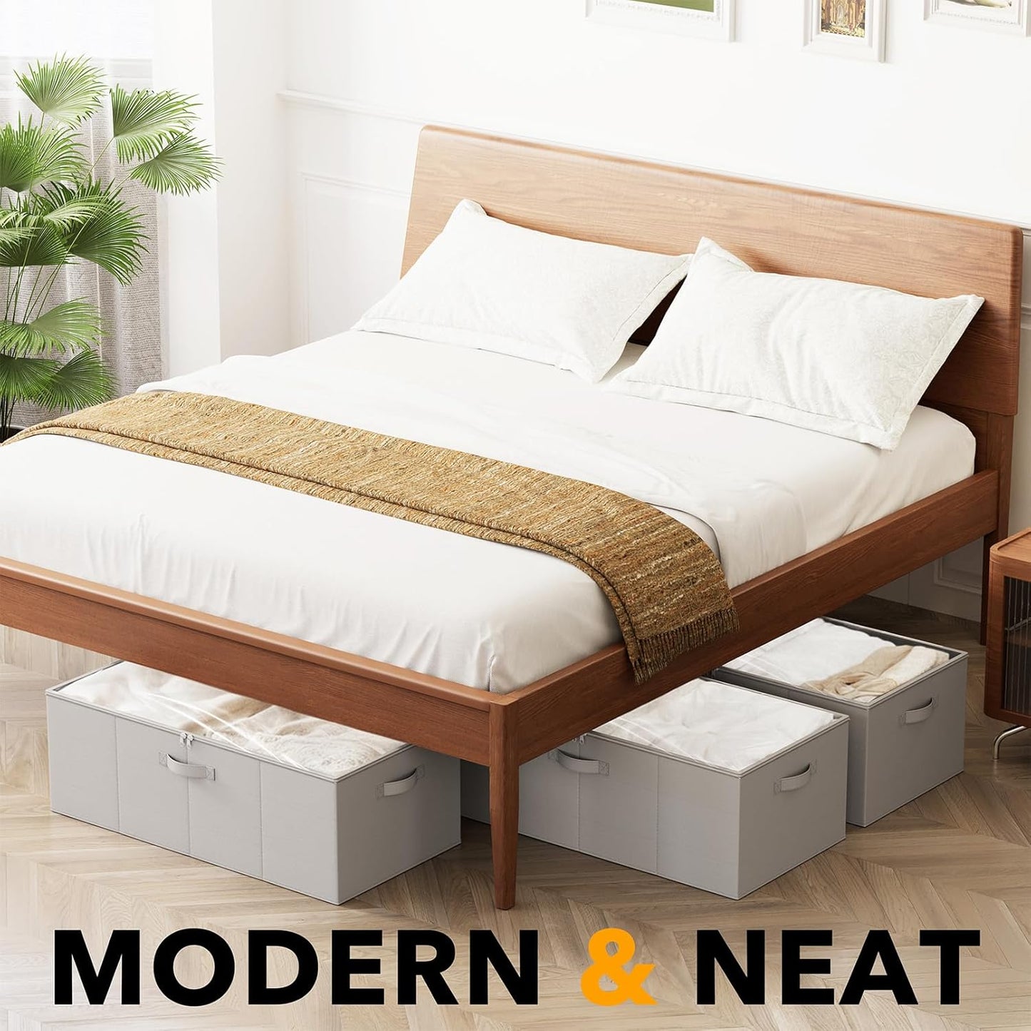 3 Pack 10" High Under Bed Storage Bins with Lids