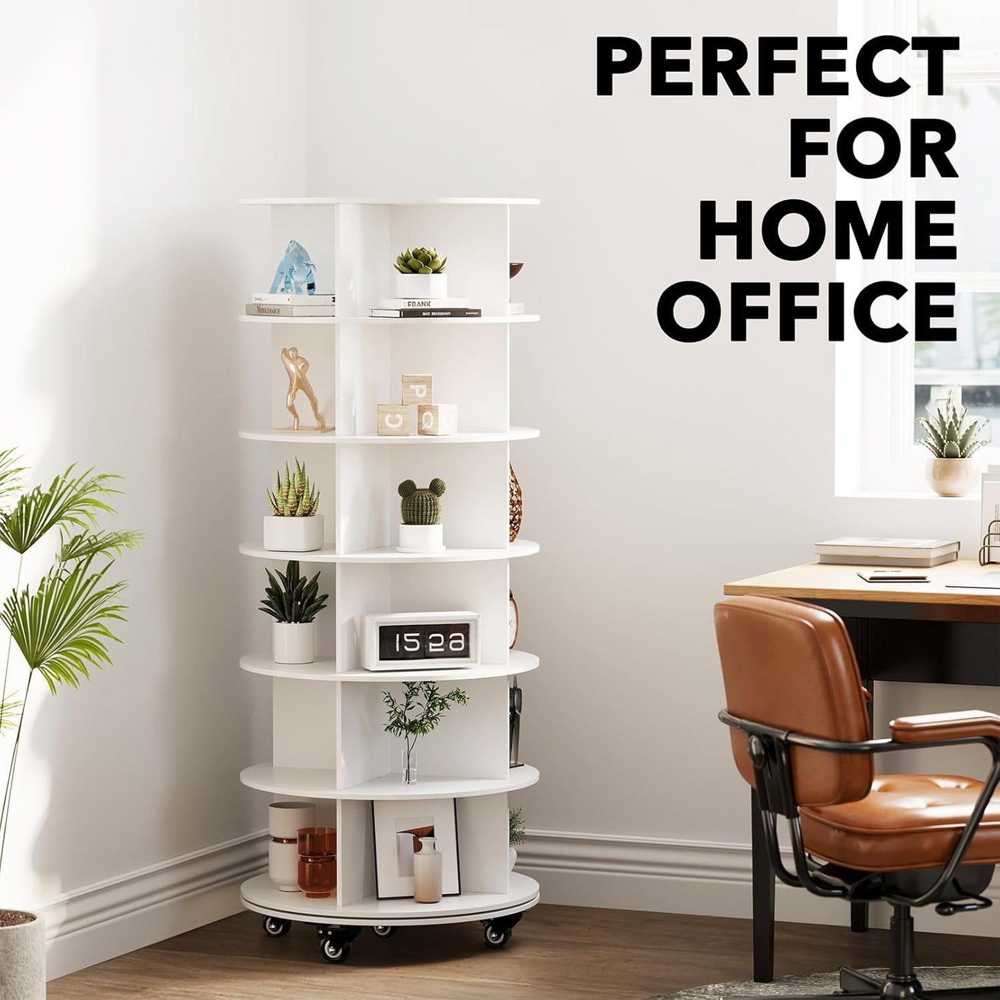 6-Tier Rotating Shoe Rack with Wheels
