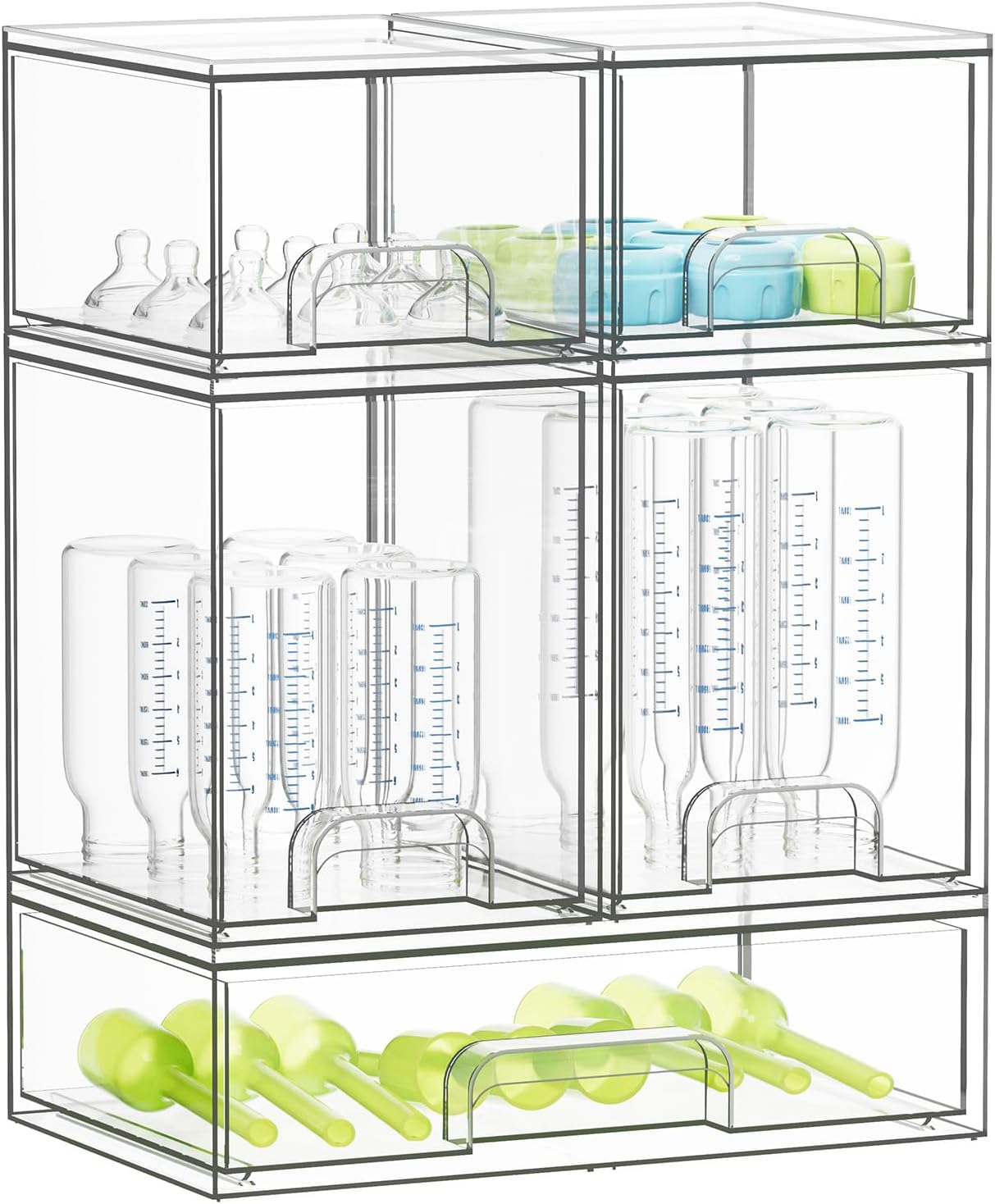 SpaceAid Baby Bottle Storage Organizer for Countertop, 5 Pack, 2S2M1L, 15.4" H