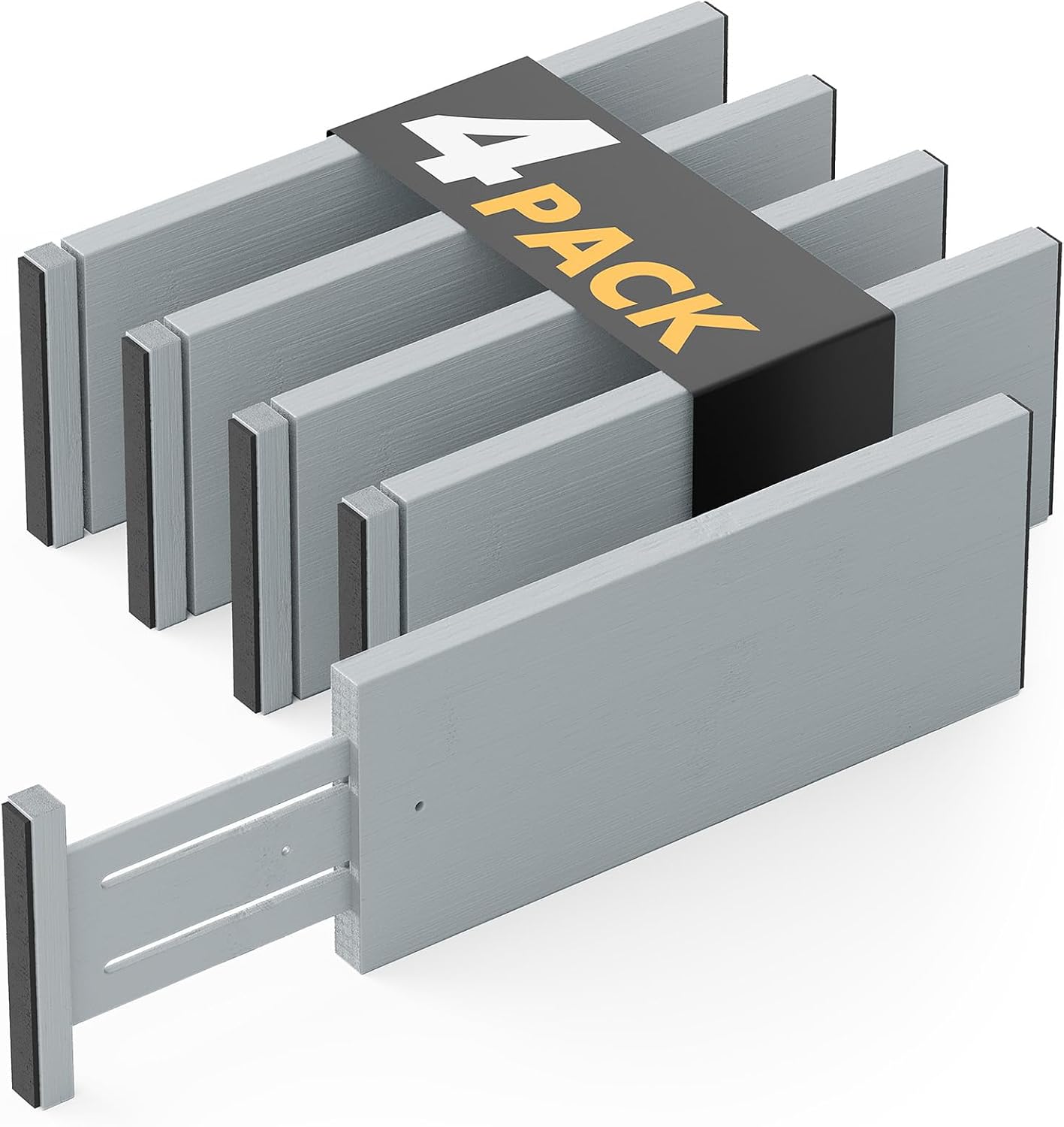 4 Pack 4.65“ High Drawer Organizer GRAY