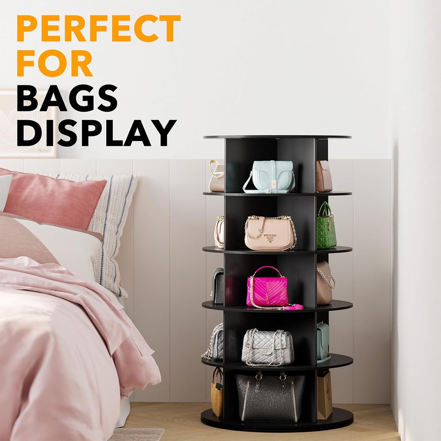 Black 5-Tier Spinning Shoe Rack for Closet