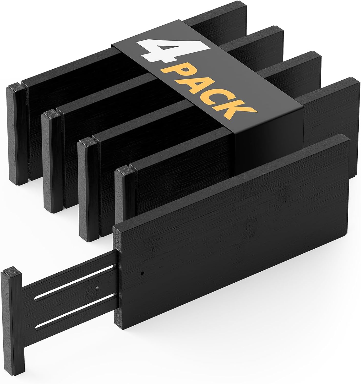 4 Pack 4.65“ High Drawer Organizer BLACK