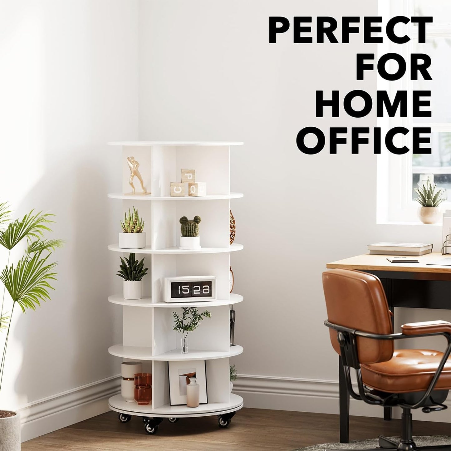 5-Tier Rotating Shoe Rack with Wheels