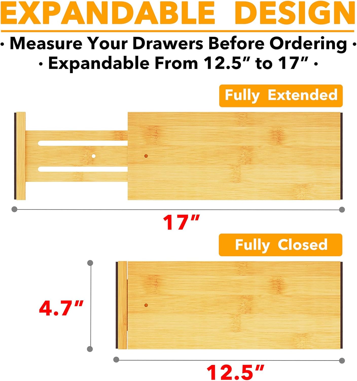 4 Pack 4.65“ High Drawer Organizer NATURAL