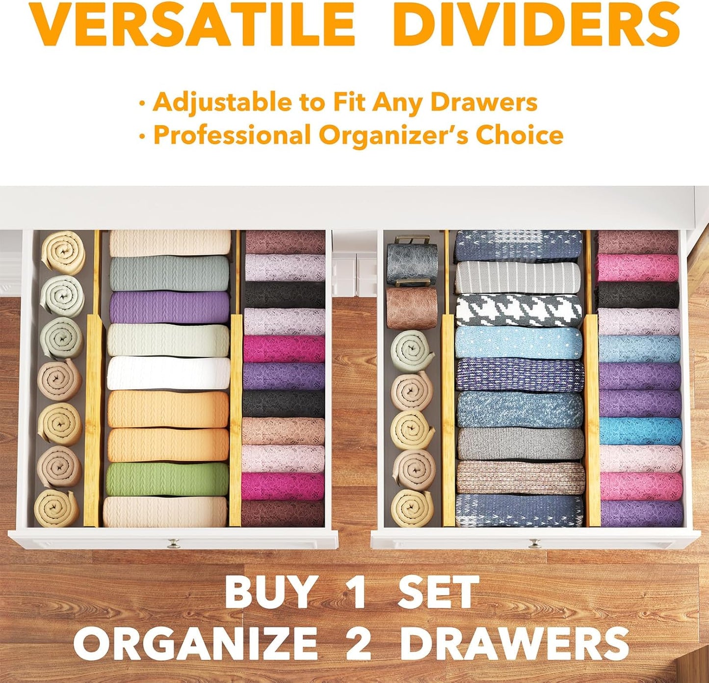 4 Pack 4.65“ High Drawer Organizer NATURAL