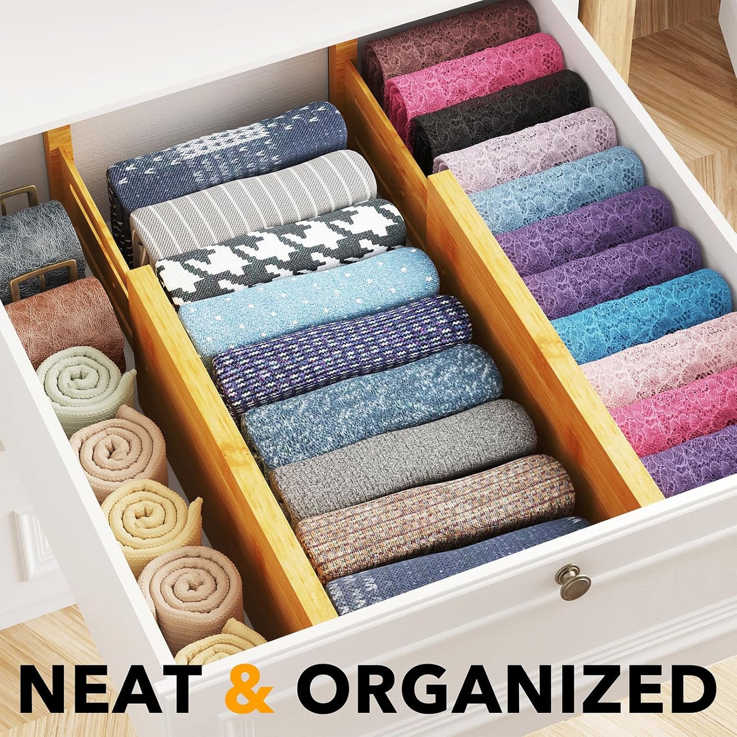 4 Pack 4.65“ High Drawer Organizer NATURAL