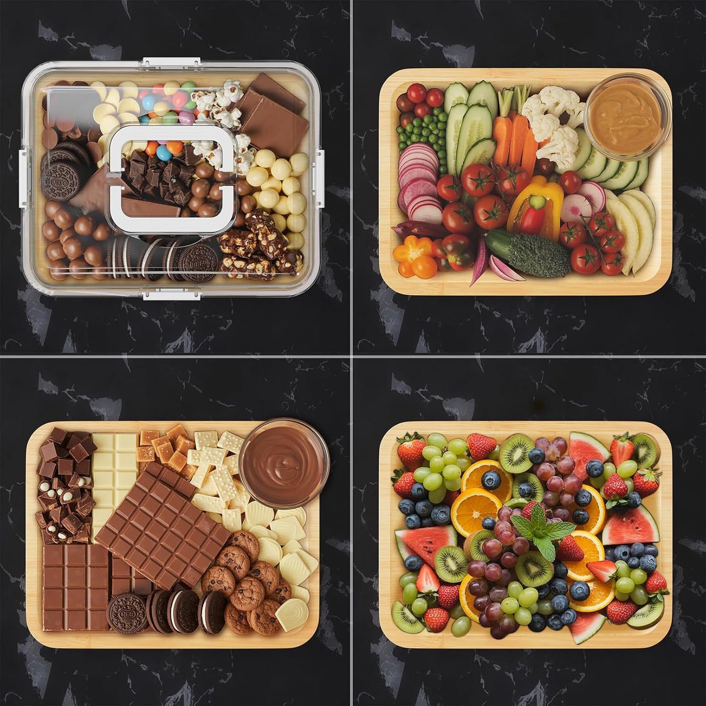 Charcuterie and Cheese Board Elegant Serving Tray for Snacks & Tapas, 1 Compartments
