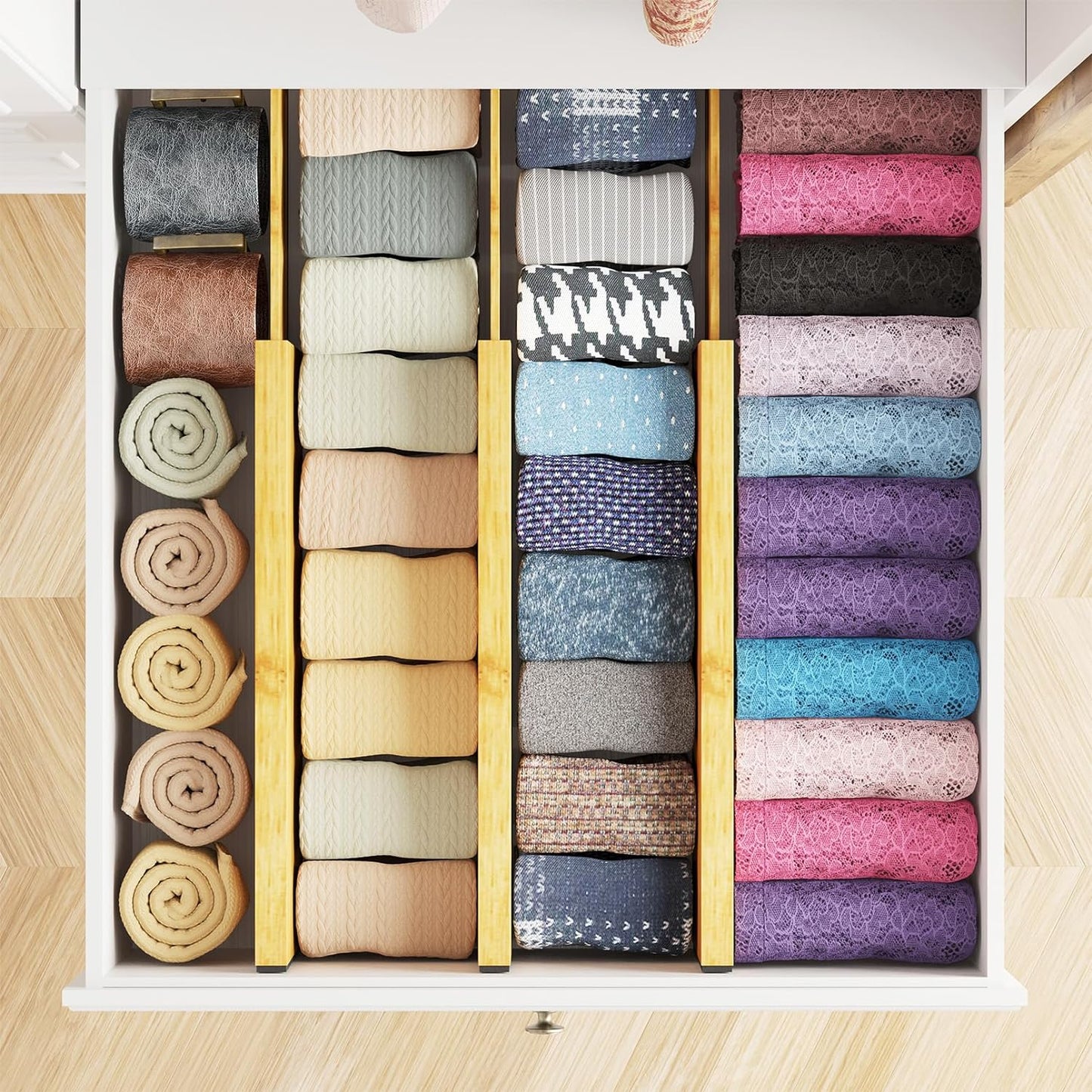 6 Pack 4.65“ High Drawer Organizer Natural