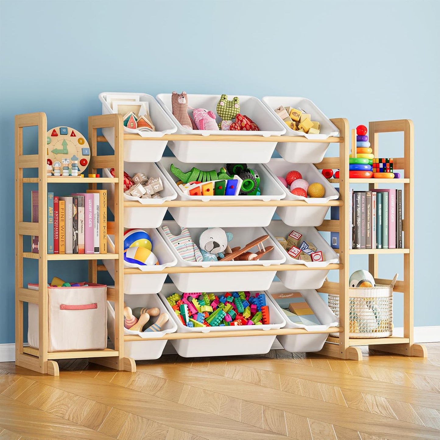 Toy Storage Organizer with 6 Shelves and 12 Bins White