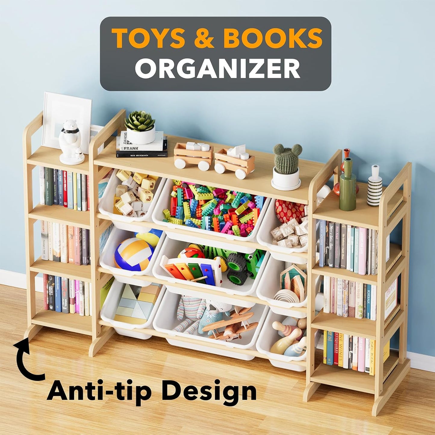Large Toy Storage Organizer 9 Shelves 9 Bins