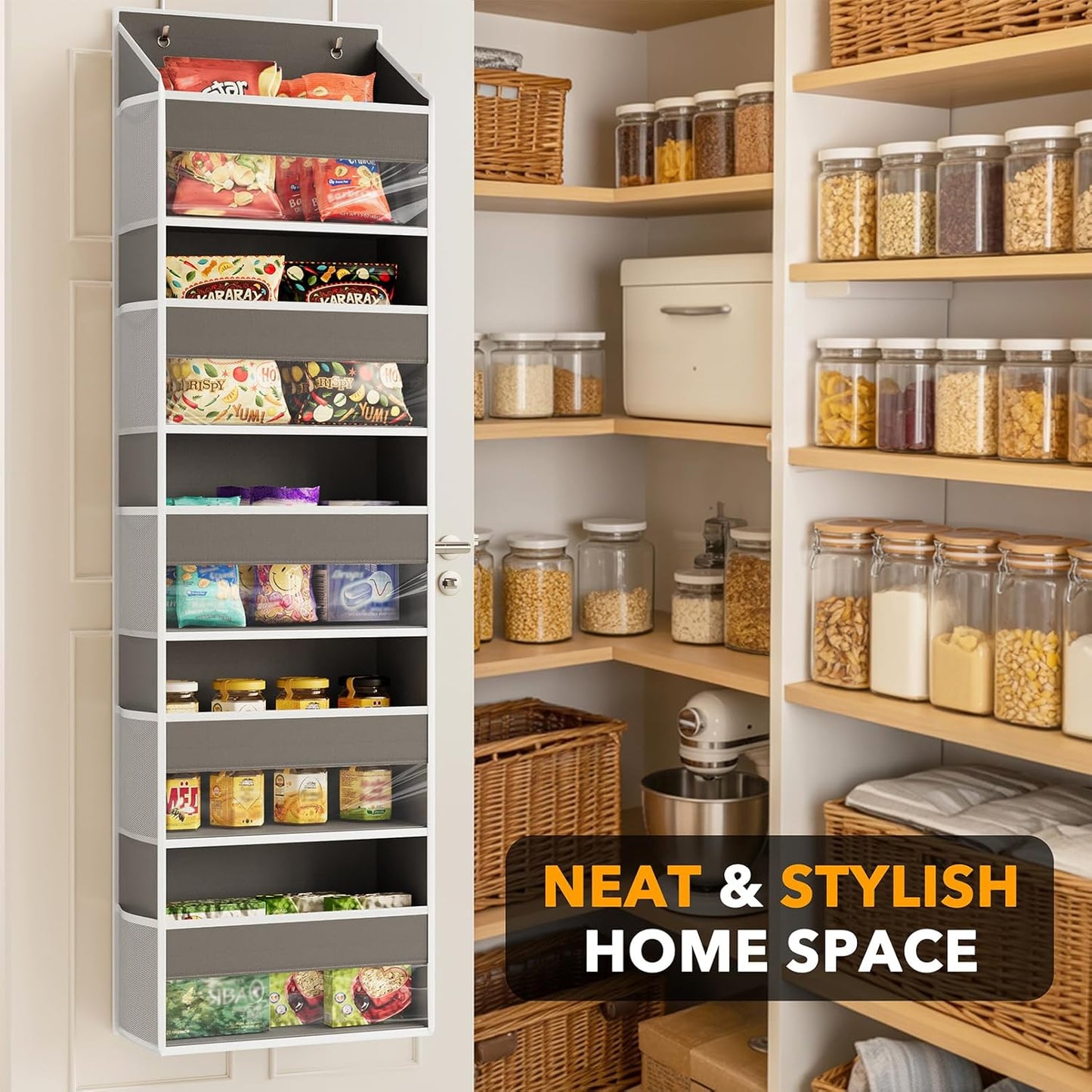 SpaceAid Over The Door Organizer with 5 Large Pockets and 10 Mesh Side Pockets