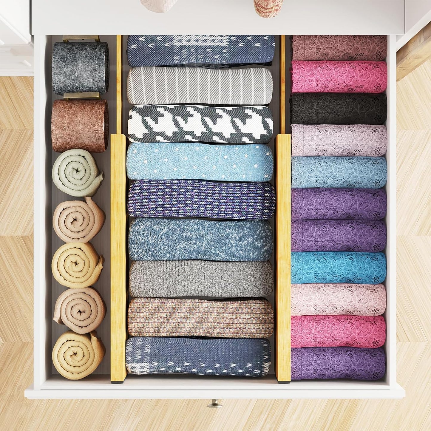 4 Pack 4.65“ High Drawer Organizer NATURAL