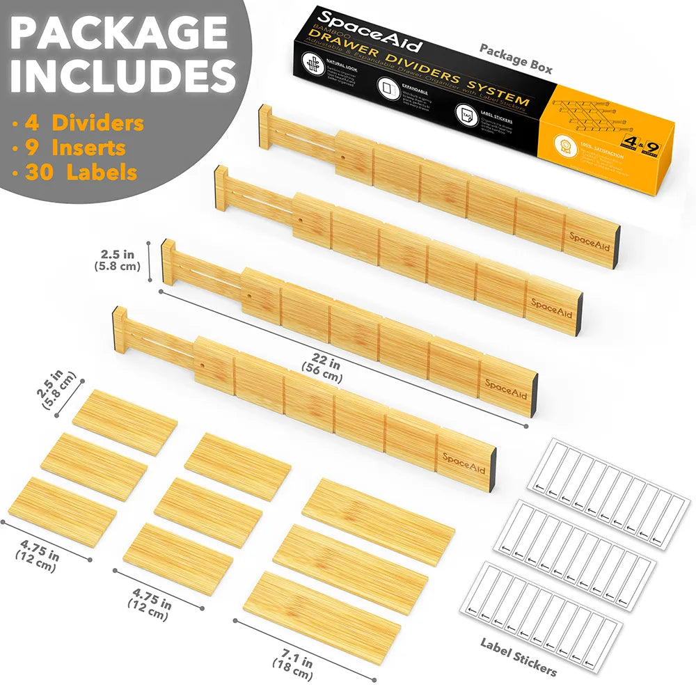 expandable bamboo drawer organizer