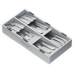 SpaceAid Bamboo Silverware Organizer for Kitchen Drawer, 6 Slots, Gray SpaceAid Bamboo Silverware Organizer for Kitchen Drawer, 6 Slots, Gray