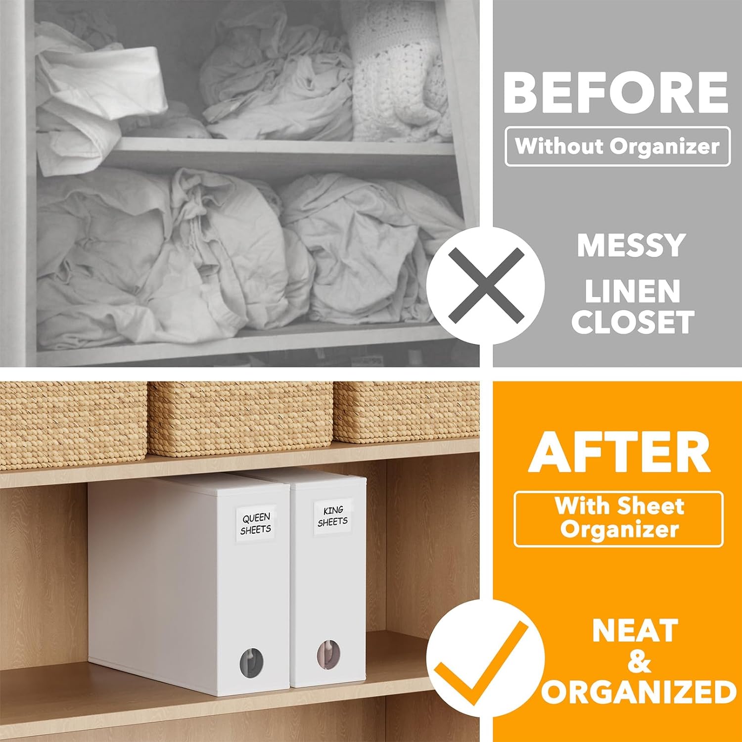 Bed sheet set storage organizer