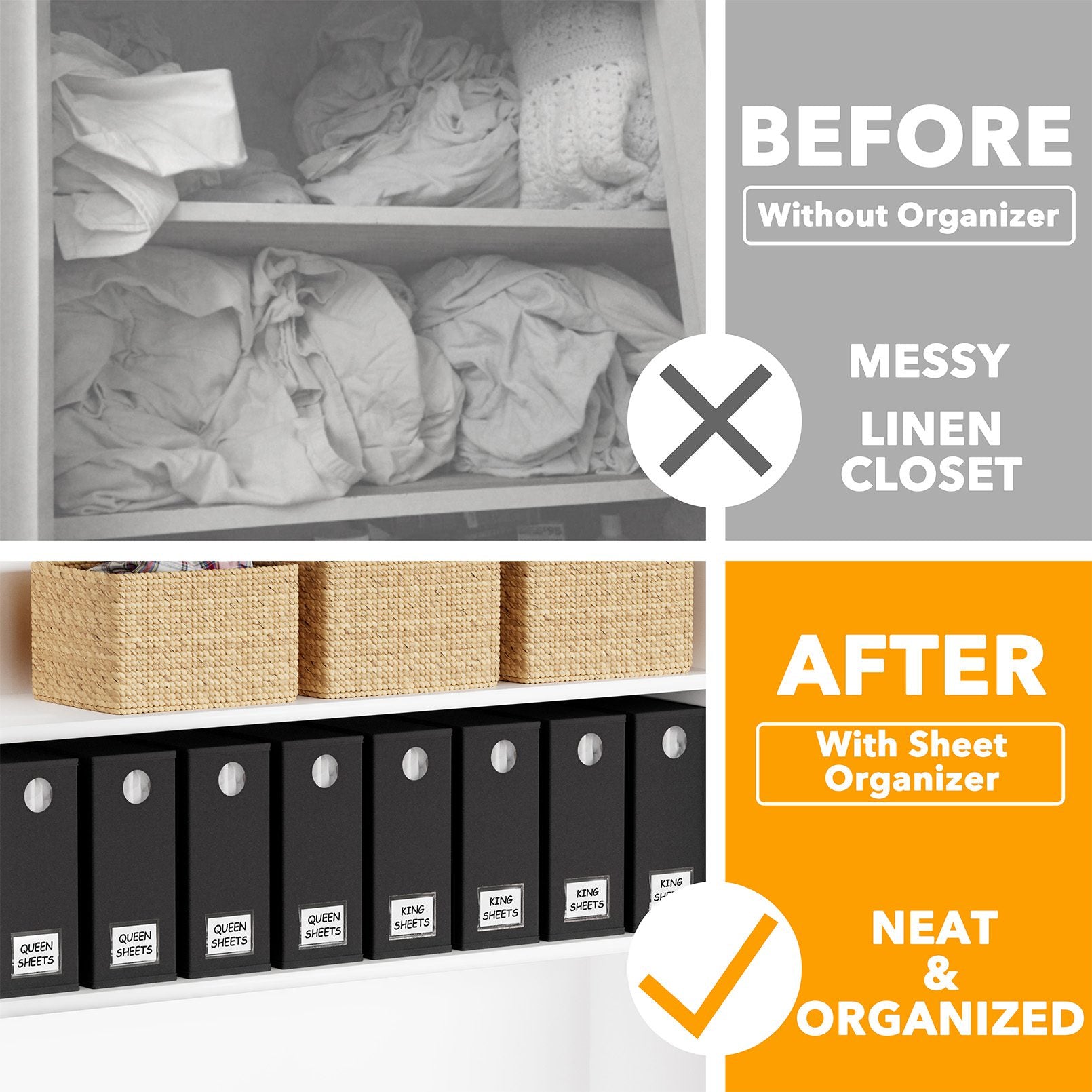 Bed sheet storage organizer