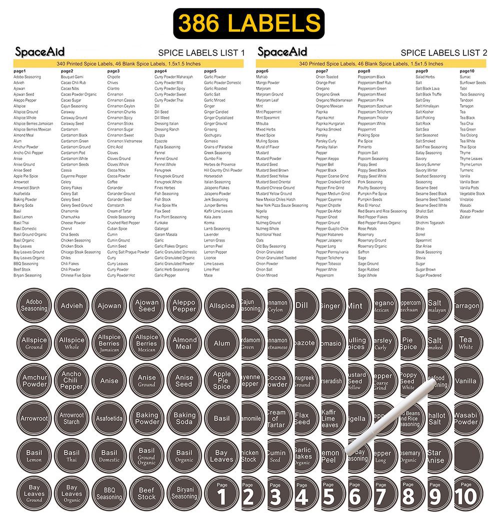 spice labels