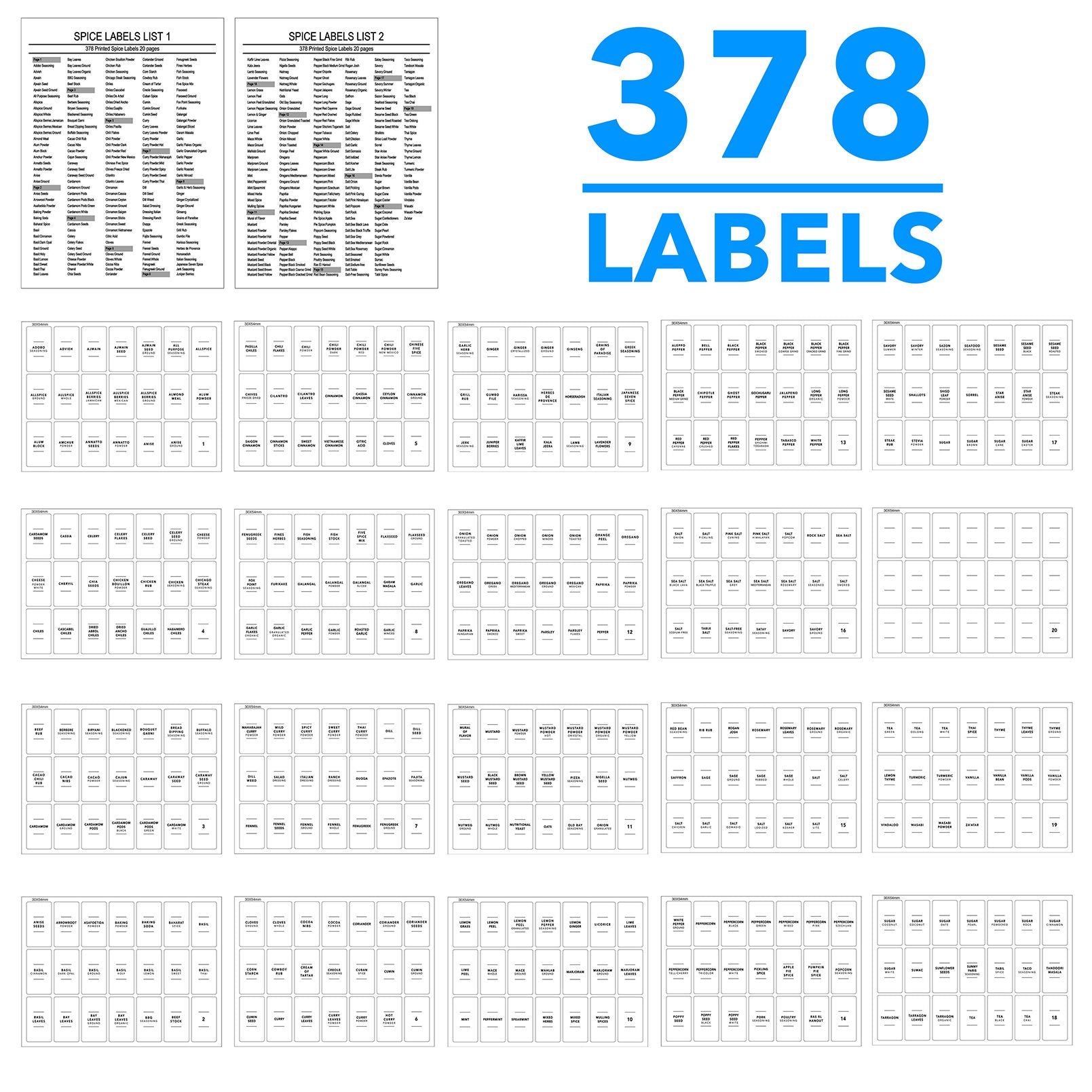 SpaceAid glass spice jars with labels