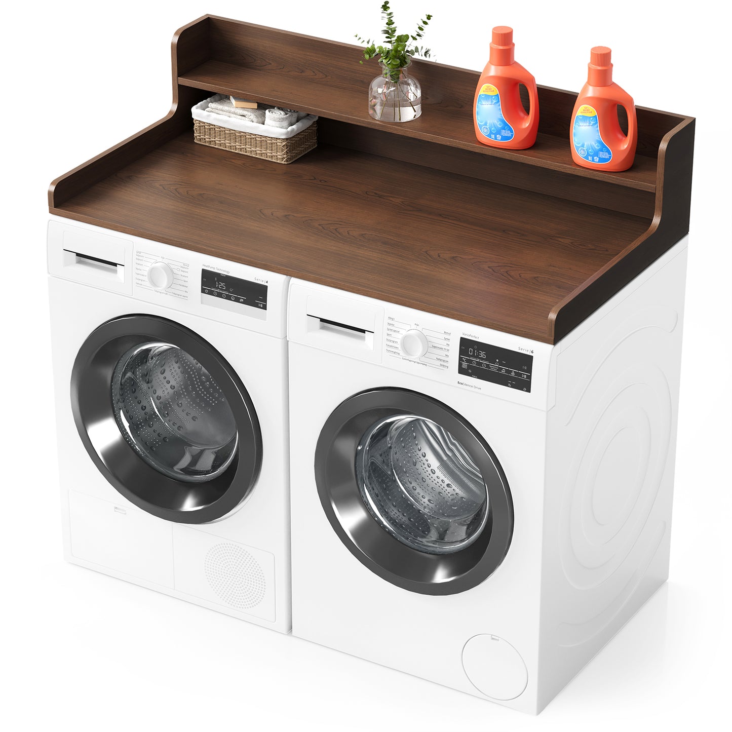 SpaceAid Washer Dryer Countertop, Laundry Wood Shelf Topper with Edge, 54" Width x 27.5" Depth Cover Guard Organizer for Washer and Dryer Laundry Hamper Counter Storage Organization