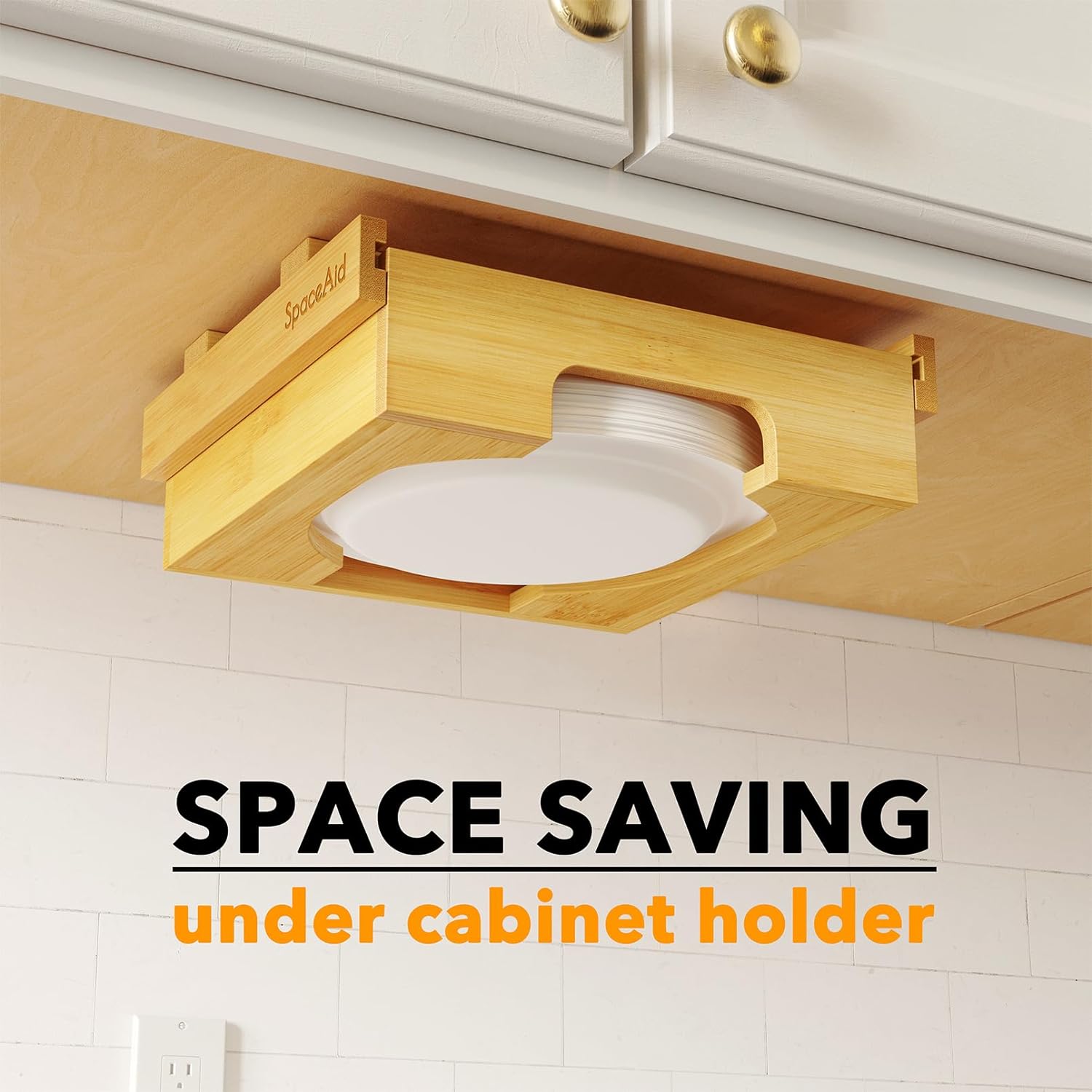 paper plate dispenser under cabinet