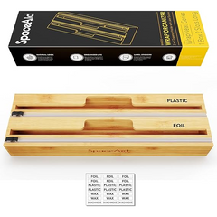 SpaceAid WrapNeat 2 in 1 Long Plastic Wrap And Foil Organizer with Cutter and Labels, Compatible with 15 SpaceAid WrapNeat 2 in 1 Long Plastic Wrap And Foil Organizer with Cutter and Labels, Compatible with 15