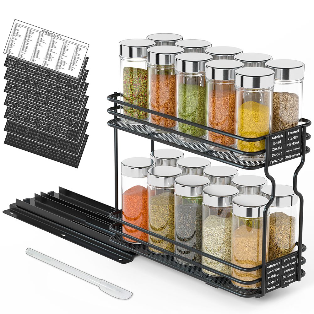 SpaceAid® Pull Out Spice Rack Heavy Duty Slide Out Spice Cabinet Organ