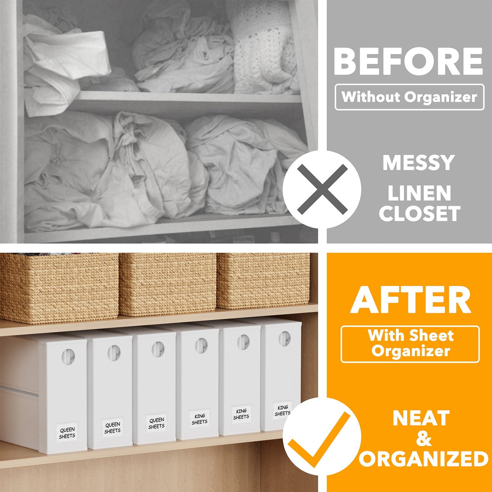 Bed sheet storage organizer
