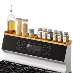 SpaceAid® Bamboo Shelf for Over Stove with Labels, Kitchen Storage Over the Stove Spice Rack SpaceAid® Bamboo Shelf for Over Stove with Labels, Kitchen Storage Over the Stove Spice Rack