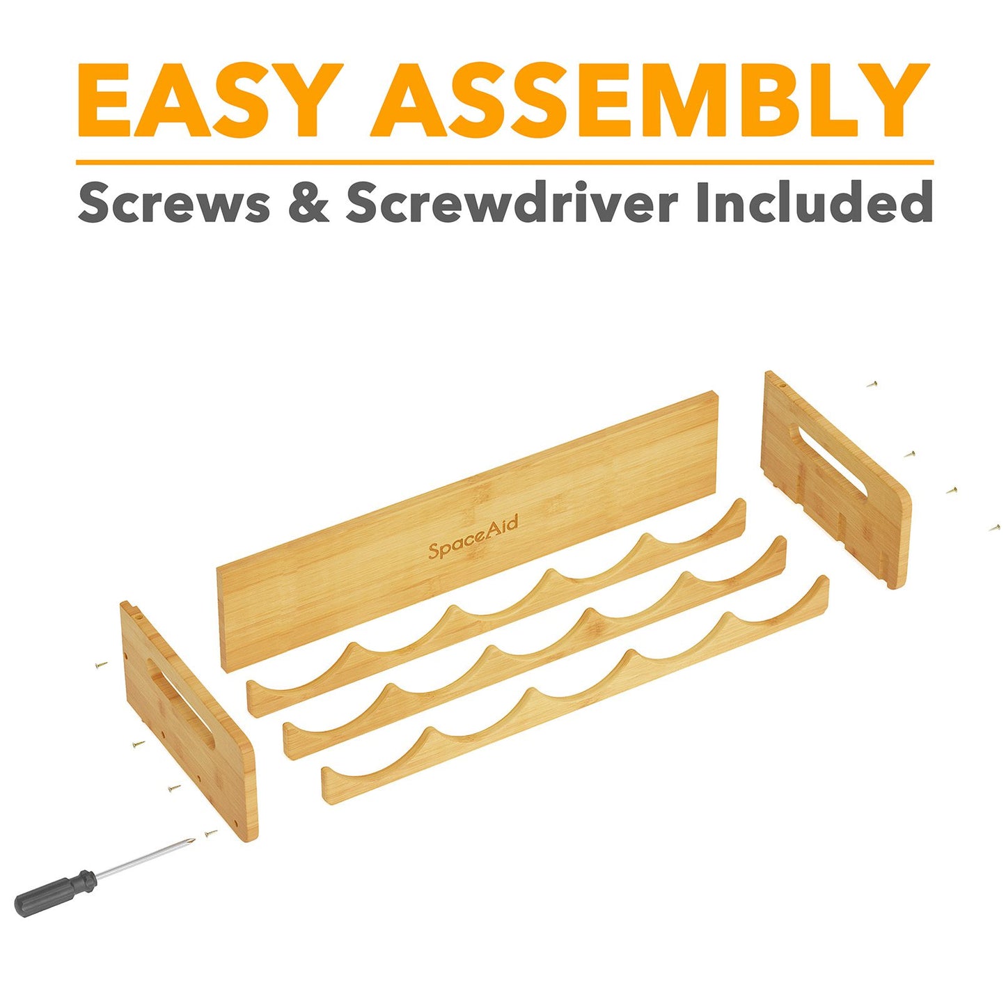 SpaceAid bamboo stackable water bottle organizer