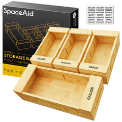SpaceAid® Storage Bag Organizer Food Baggies Storage Solution for Kitchen 4 Boxes Set