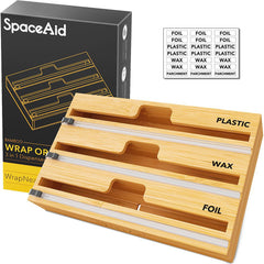 SpaceAid® WrapNeat Organizer Plastic Wrap Dispenser with Cutter For Kitchen 3-Slot SpaceAid® WrapNeat Organizer Plastic Wrap Dispenser with Cutter For Kitchen 3-Slot
