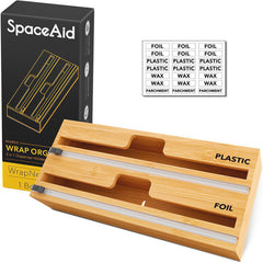 SpaceAid® WrapNeat Organizer Plastic Wrap Dispensers with Cutter For Kitchen 2-Slot SpaceAid® WrapNeat Organizer Plastic Wrap Dispensers with Cutter For Kitchen 2-Slot