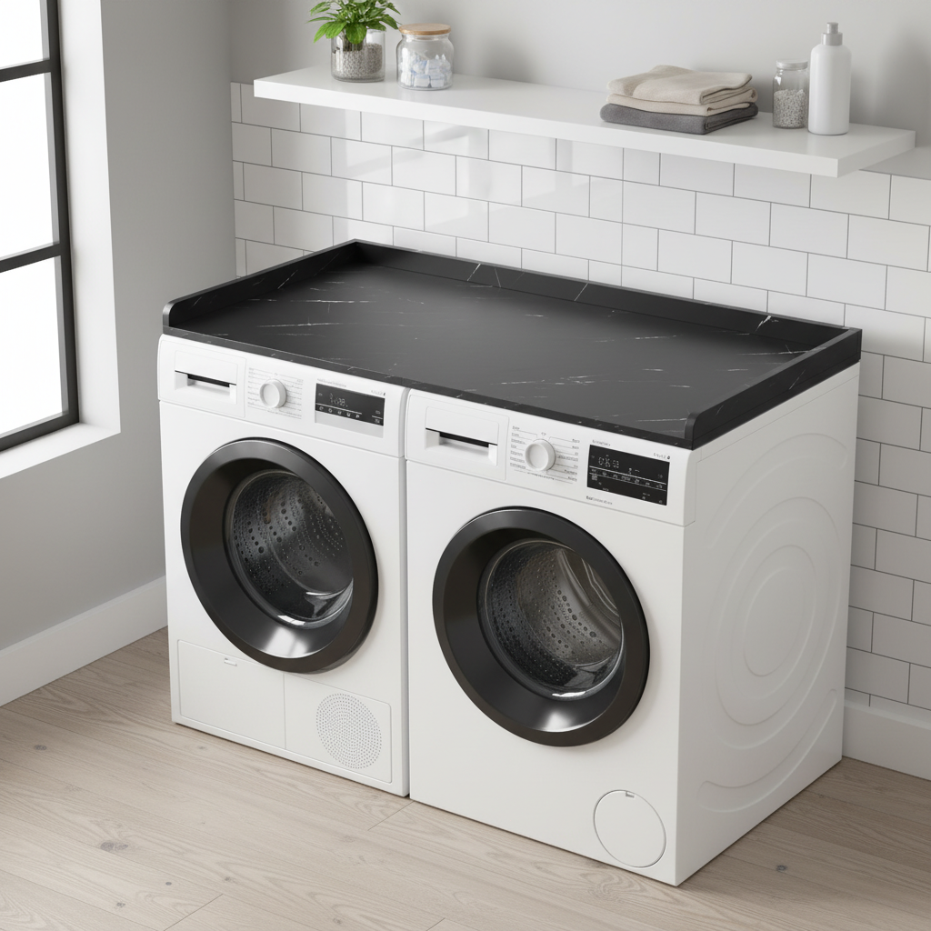 SpaceAid Washer Dryer Countertop: Practical Laundry Wood Shelf for Tidy Storage
