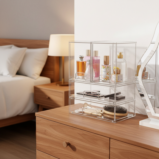 Baby Bottle Storage Organizer – Clear Acrylic Multi-Bin Storage Station for Feeding Supplies