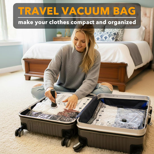 travel vacuum bags with pump for luggage and backpack
