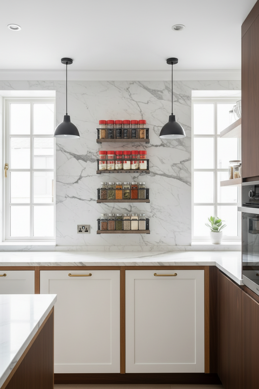 SpaceAid Wooden Wall Mount Spice Rack Organizer | Practical Vertical Spice Rack for Kitchen