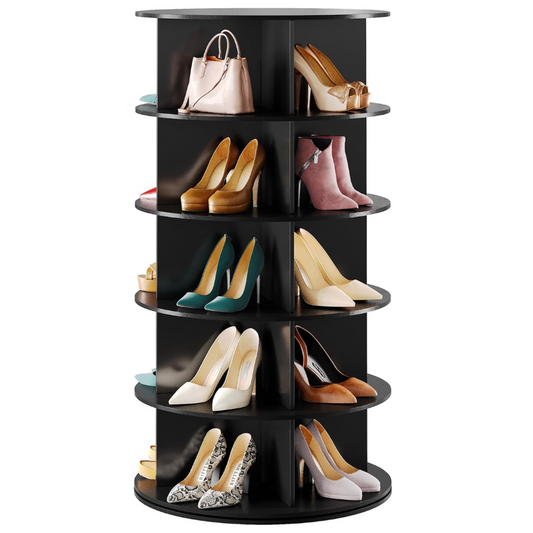 Black 5-Tier Spinning Shoe Rack for Closet