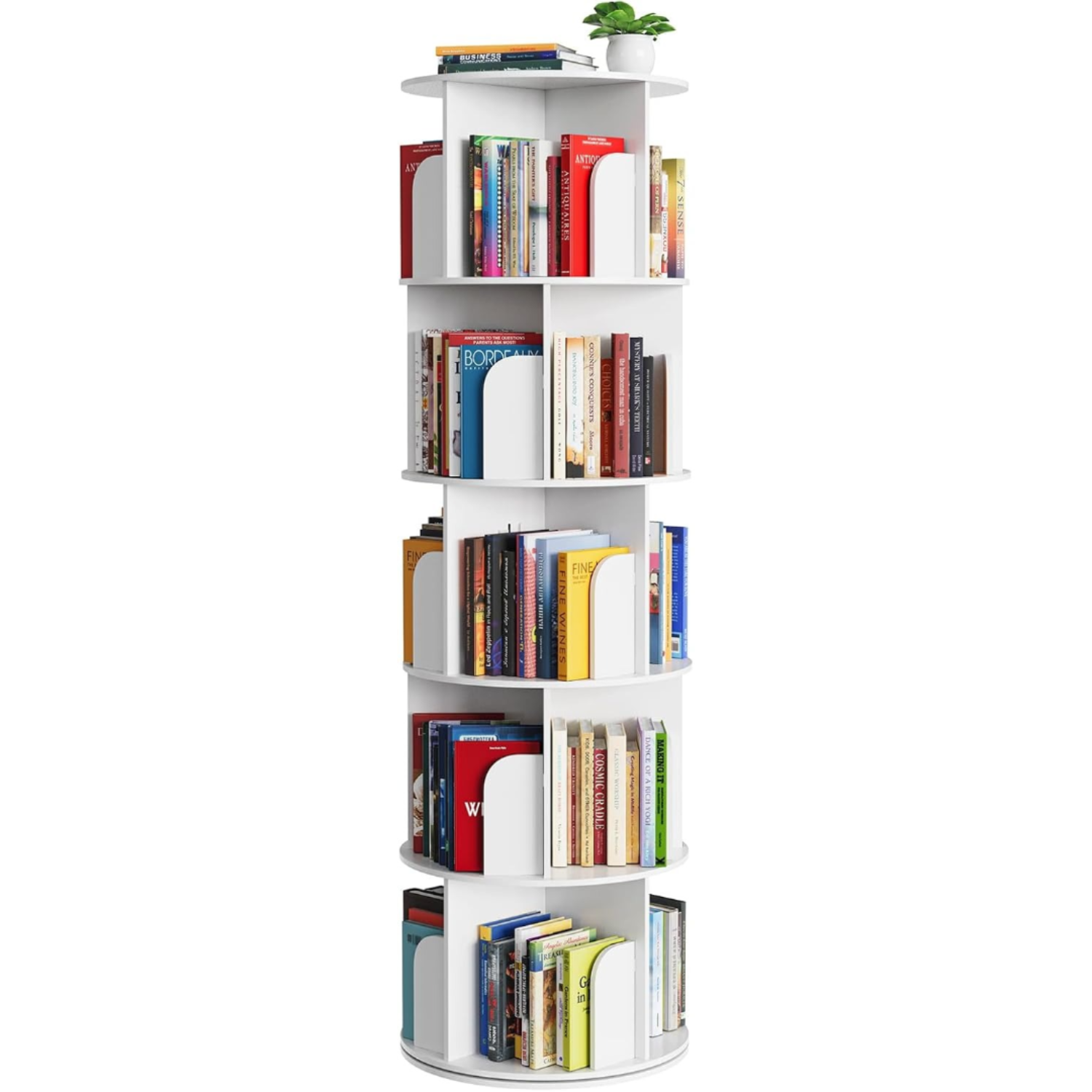 Cross Style 5 Tier Rotating Bookshelf