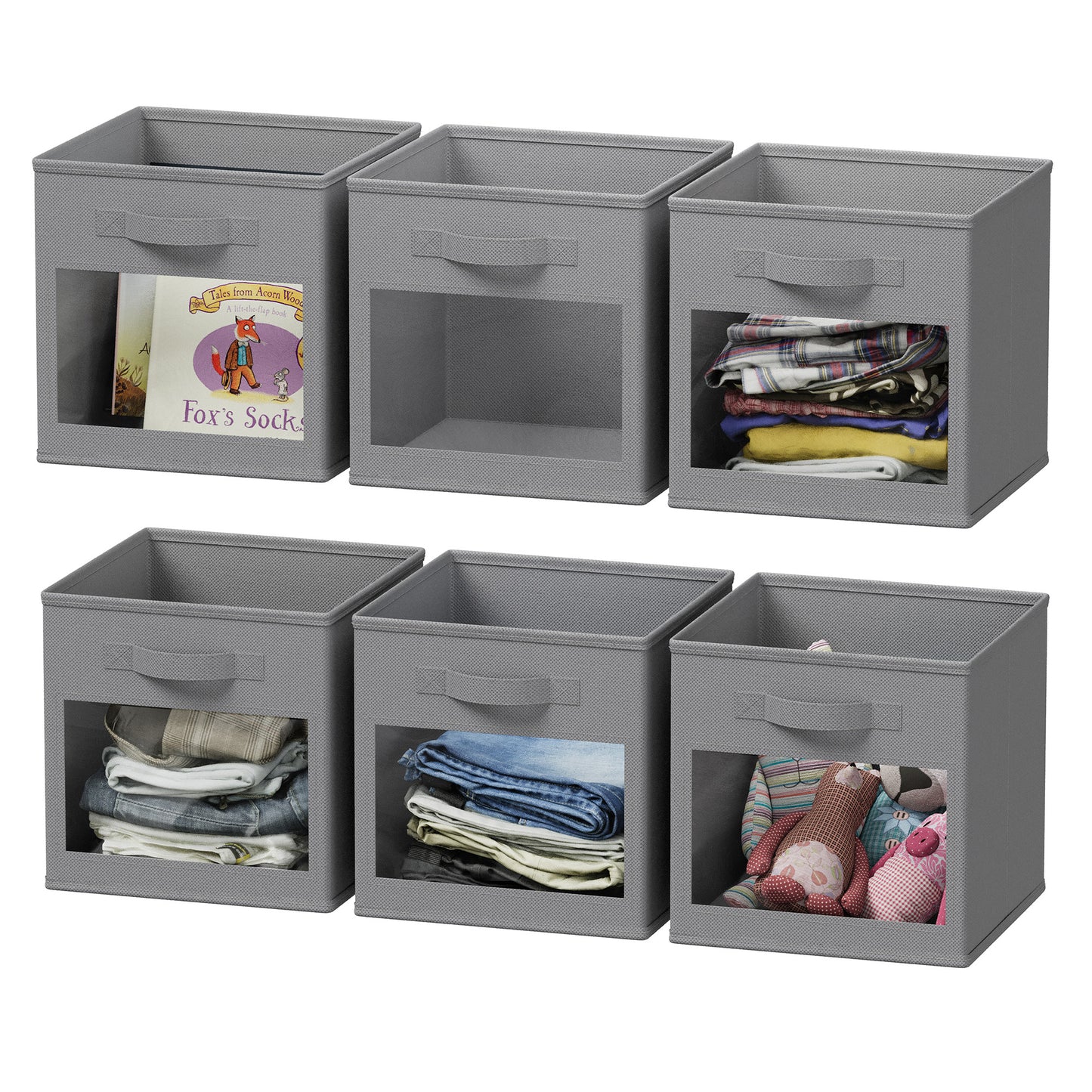 Cube Storage Baskets for Shelves Gray