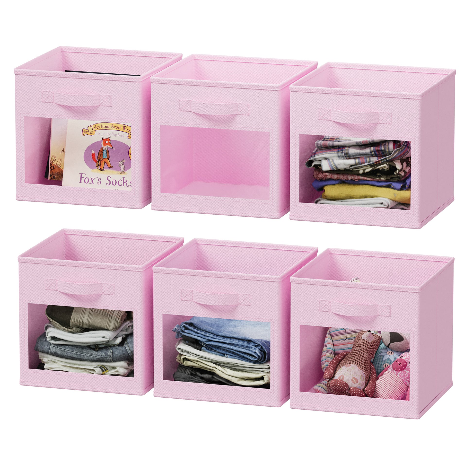 Cube Storage Baskets for Shelves Pink